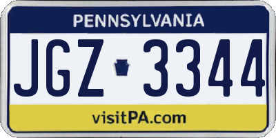 PA license plate JGZ3344