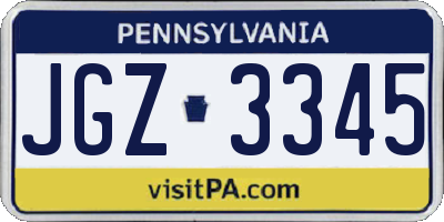 PA license plate JGZ3345