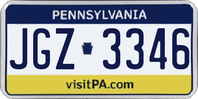 PA license plate JGZ3346