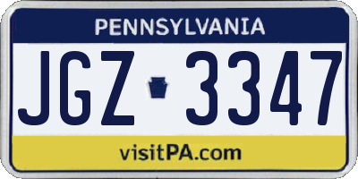 PA license plate JGZ3347