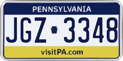 PA license plate JGZ3348