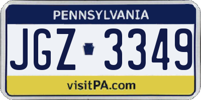PA license plate JGZ3349