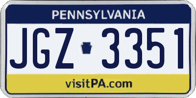 PA license plate JGZ3351