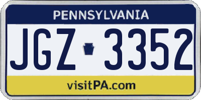 PA license plate JGZ3352