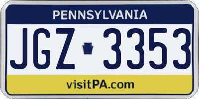 PA license plate JGZ3353