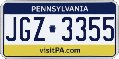 PA license plate JGZ3355