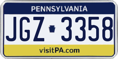 PA license plate JGZ3358