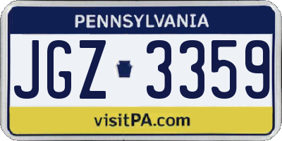PA license plate JGZ3359