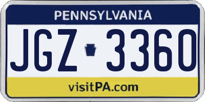 PA license plate JGZ3360