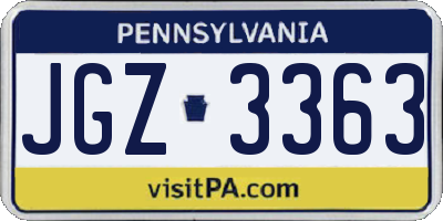 PA license plate JGZ3363
