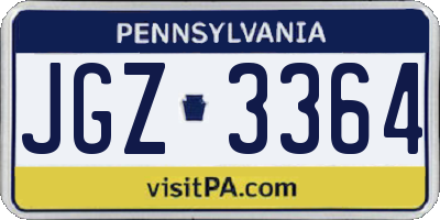 PA license plate JGZ3364