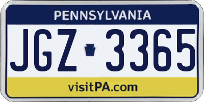 PA license plate JGZ3365
