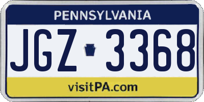 PA license plate JGZ3368