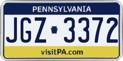 PA license plate JGZ3372