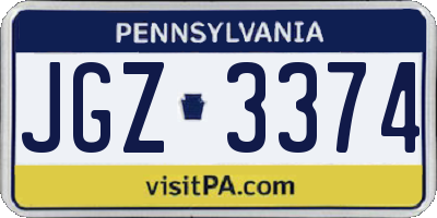 PA license plate JGZ3374