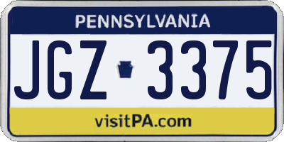 PA license plate JGZ3375