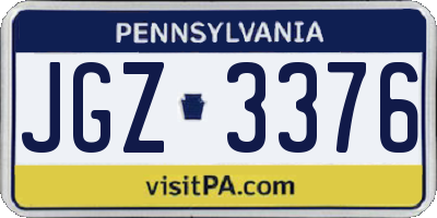 PA license plate JGZ3376