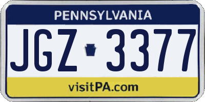 PA license plate JGZ3377