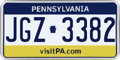 PA license plate JGZ3382