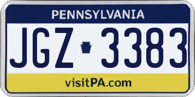PA license plate JGZ3383