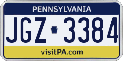 PA license plate JGZ3384