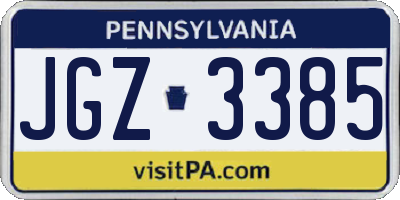 PA license plate JGZ3385
