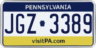 PA license plate JGZ3389