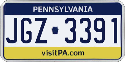 PA license plate JGZ3391