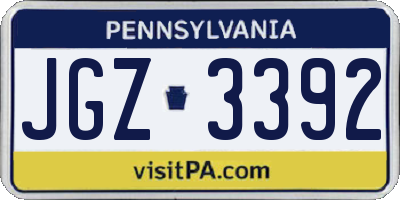 PA license plate JGZ3392