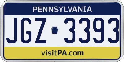 PA license plate JGZ3393