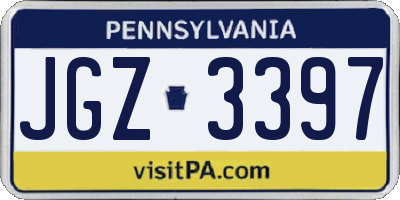 PA license plate JGZ3397