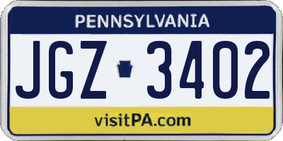 PA license plate JGZ3402