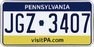 PA license plate JGZ3407