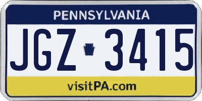 PA license plate JGZ3415