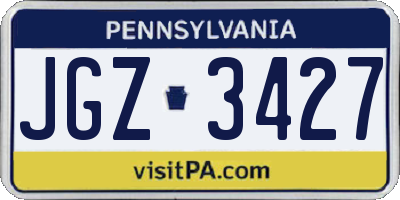 PA license plate JGZ3427
