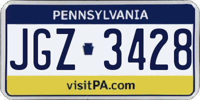 PA license plate JGZ3428