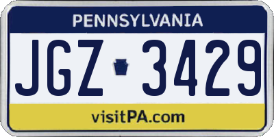 PA license plate JGZ3429