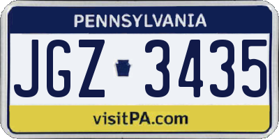 PA license plate JGZ3435