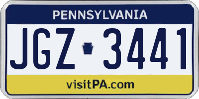 PA license plate JGZ3441