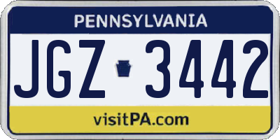 PA license plate JGZ3442