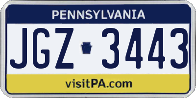 PA license plate JGZ3443