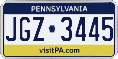 PA license plate JGZ3445
