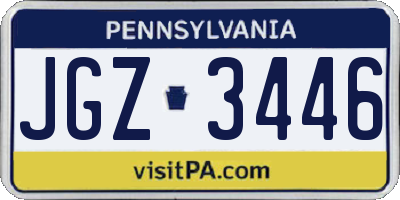 PA license plate JGZ3446