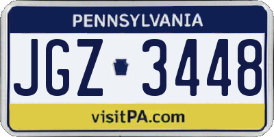 PA license plate JGZ3448