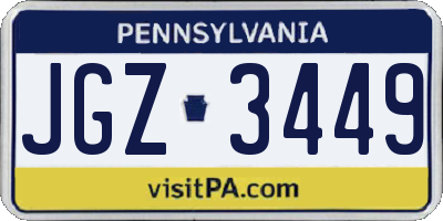 PA license plate JGZ3449