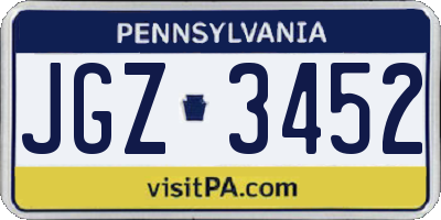 PA license plate JGZ3452