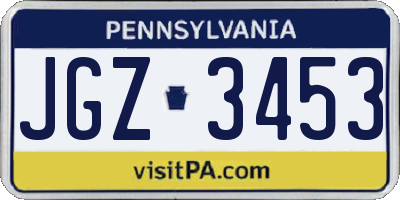 PA license plate JGZ3453