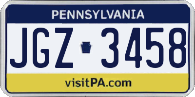 PA license plate JGZ3458