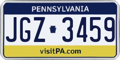 PA license plate JGZ3459