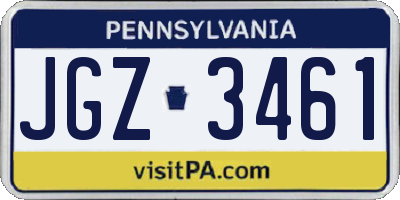 PA license plate JGZ3461